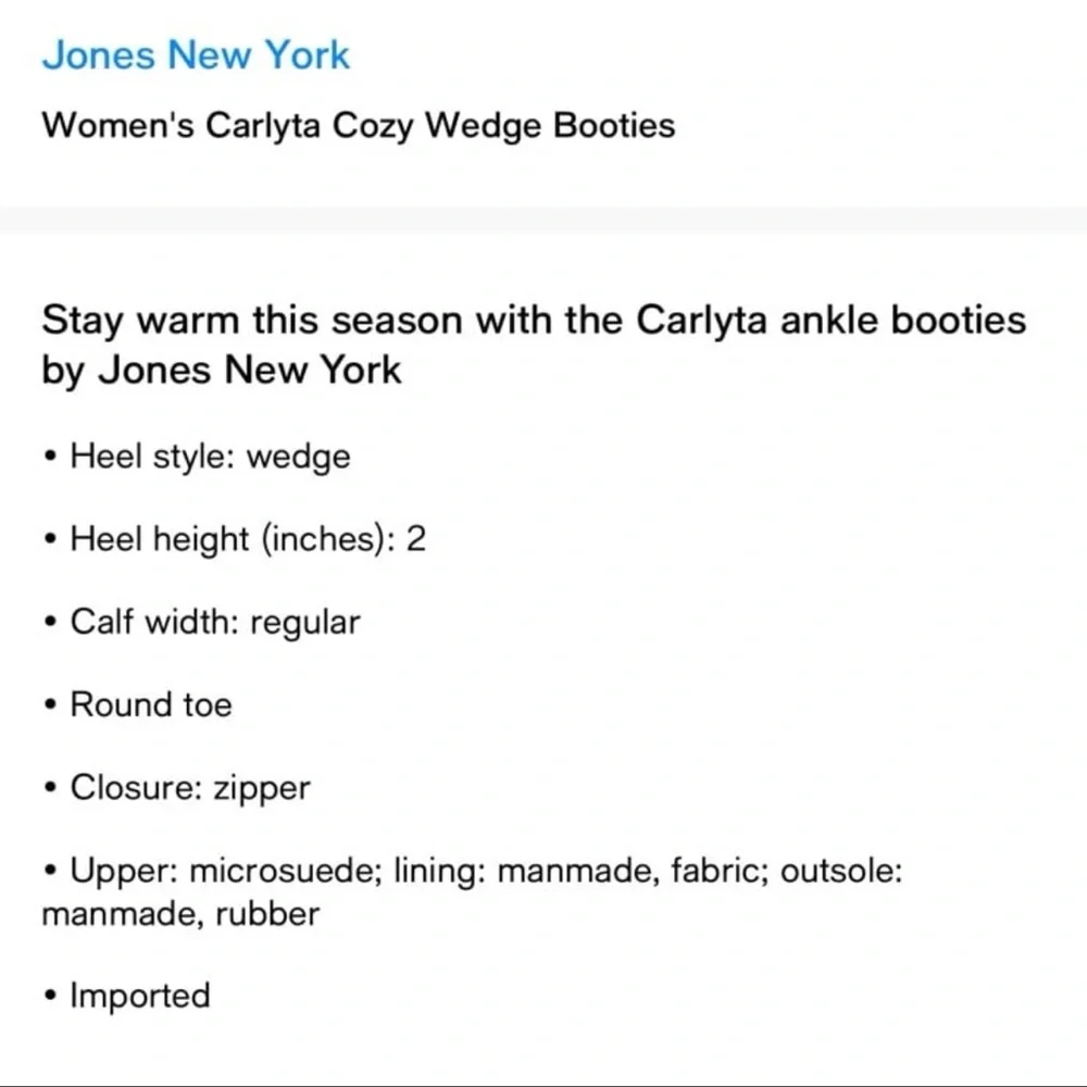 Jones New York Black Faux Fur Winter Boots